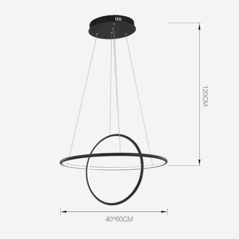 Altavola Design: Lampa Ledowe Okręgi No. 2 czarna Φ60 cm in 3k ALTAVOLA DESIGN