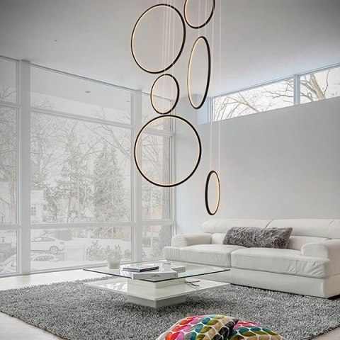Altavola Design: Lampa wisząca Ledowe Okręgi No. 8 czarny 90 cm in 3k ALTAVOLA DESIGN
