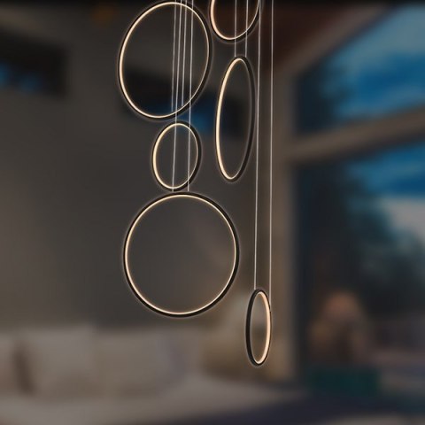 Altavola Design: Lampa wisząca Ledowe Okręgi No. 8 czarny 90 cm in 3k ALTAVOLA DESIGN