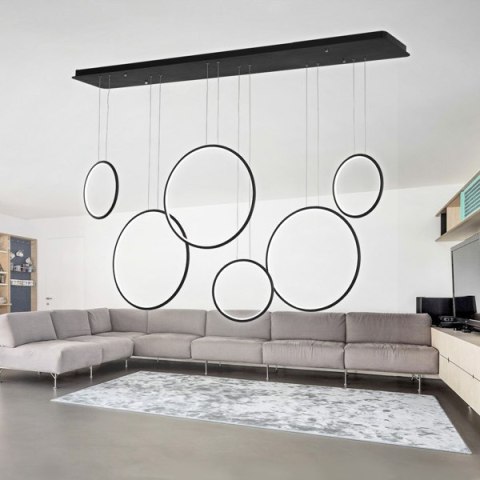 Altavola Design: Lampa wisząca Ledowe Okręgi no. 8 czarna 180 cm in 3k ALTAVOLA DESIGN