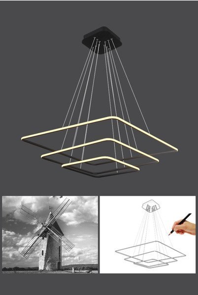 Lampa wisząca Ledowe Kwadraty No.3 czarna out 3k Altavola Design ALTAVOLA DESIGN