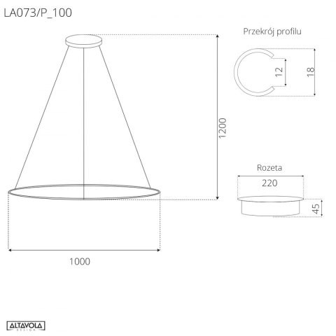 Lampa wisząca Ledowe Okręgi No.1 100cm 3k miedziana