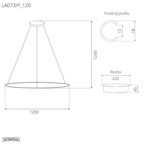 Lampa wisząca Ledowe Okręgi No.1 120cm in 3k czarna AltavolaDesign ALTAVOLA DESIGN