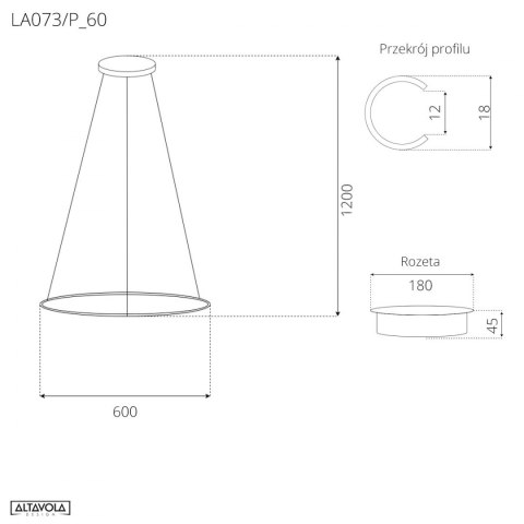 Lampa wisząca Ledowe Okręgi No.1 Φ60 cm in 3k biała Altavola Design ALTAVOLA DESIGN