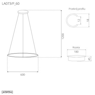 Lampa wisząca Ledowe Okręgi No.1 Φ60 cm out 3k biała Altavola Design ALTAVOLA DESIGN