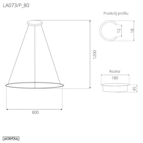 Lampa wisząca Ledowe Okręgi No.1 80cm 3k biała