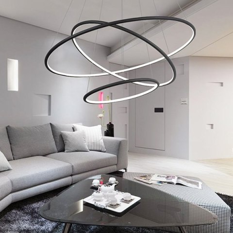 Lampa wisząca Ledowe Okręgi No.3 80cm in 4k czarna