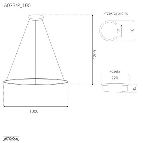 Lampa wisząca Ledowe Okręgi No.1 Φ100 cm in 3k czarna ściemnialna Altavola Design ALTAVOLA DESIGN