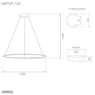 Lampa wisząca Ledowe Okręgi No.1 Φ120 cm in 3k czarna ściemnialna Altavola Design ALTAVOLA DESIGN