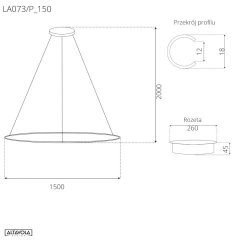 Lampa wisząca Ledowe Okręgi No.1 Φ150 cm in 3k biała Altavola Design ALTAVOLA DESIGN