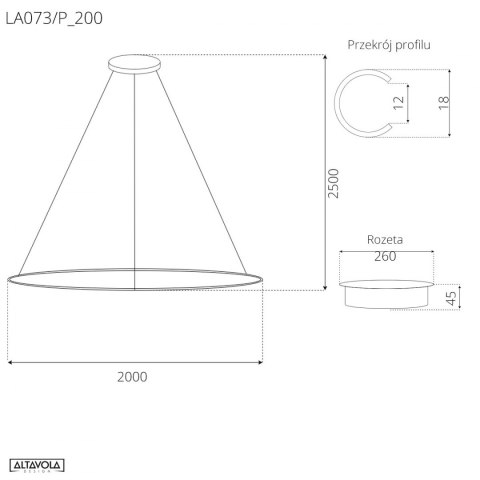 Lampa wisząca Ledowe Okręgi No.1 Φ200 cm in 3k biała Altavola Design ALTAVOLA DESIGN