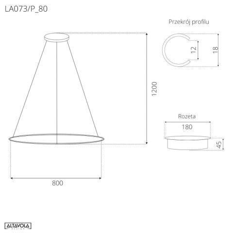 Lampa wisząca Ledowe Okręgi No.1 Φ80 cm in 4k czarna ściemnialna Altavola Design ALTAVOLA DESIGN