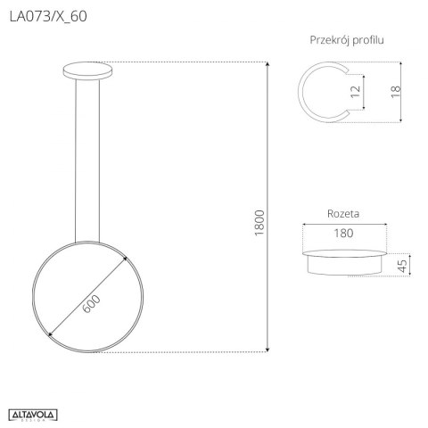 Lampa wisząca Ledowe okręgi No.1 X Φ60cm czarny in 4k Altavola Design ALTAVOLA DESIGN