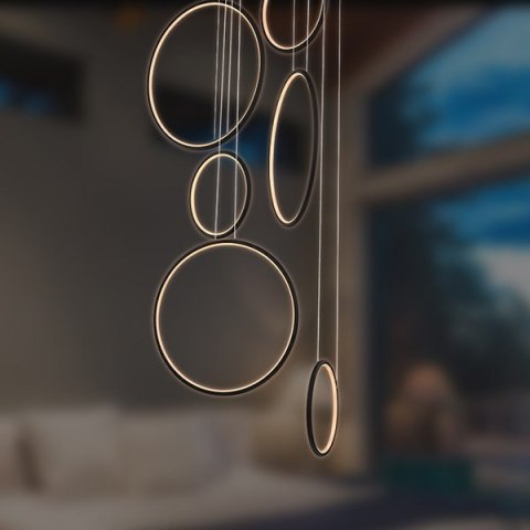 Altavola Design: Lampa wisząca Ledowe Okręgi No. 8 czarny 90 cm in 3k ściemnialna ALTAVOLA DESIGN