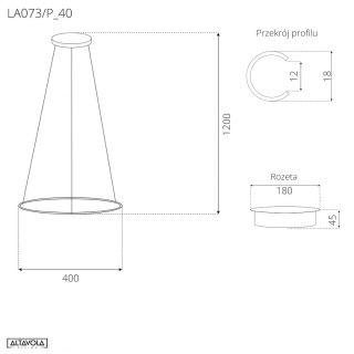 Lampa wisząca Ledowe Okręgi No.1 40 cm in 3k złota