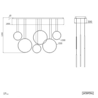 Altavola Design: Lampa wisząca Ledowe Okręgi no. 8 biała180 cm in 3k ALTAVOLA DESIGN