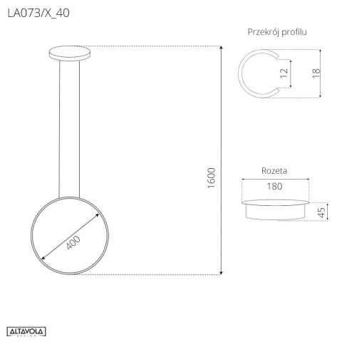 Lampa wisząca Ledowe okręgi No.1 X 40 cm in 3k różowo złota ściemnialna