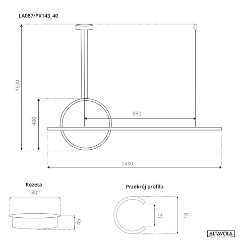 Lampa wisząca LINEA No.2 Φ40 cm 3k biała Altavola Design ALTAVOLA DESIGN