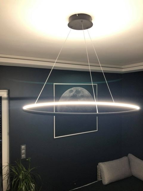 Lampa wisząca Ledowe Okręgi No.1 60 in 4k czarna ściemnialna