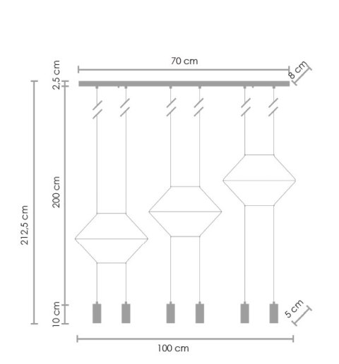 Lampa wisząca LINEA-6 LONG czarna 100 cm Step into Design