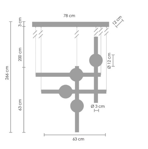 Lampa wisząca O-LINE L-4 LED mosiądz 110 cm Step into Design