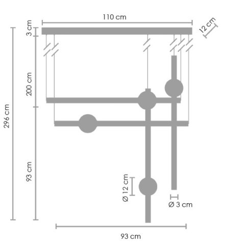 Lampa wisząca O-LINE L-4 LED mosiądz 110 cm Step into Design