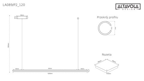 Lampa wisząca LINEA No.1B 120cm 3k czarna Altavola Design ALTAVOLA DESIGN