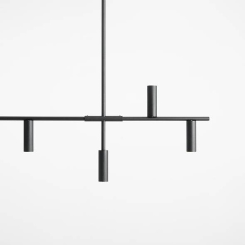 Minimalistyczna, szeroka lampa sufitowa TREVO 7 ALL BLACK