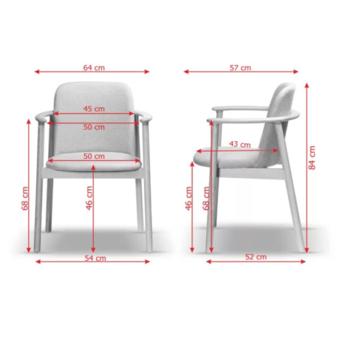 Drewniane krzesło CLOE-2 z podłokietnikiem i tapicerowanym siedziskiem