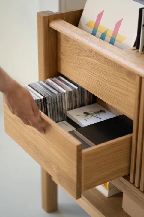 JAMM - szafka pod gramofon i płyty winylowe z litego drewna dębowego