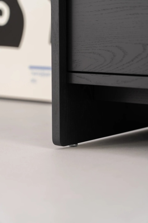 FUSE X Czarna Szafka pod Gramofon i Płyty Winylowe Drewno Dębowe