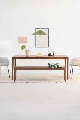 HYGG Dining Table with Bench –n Walnut Wood