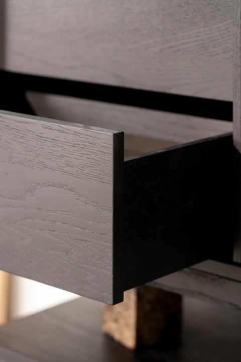 JAMM 111 Szafka pod Gramofon i Płyty Winylowe Czarne Drewno Dębowe