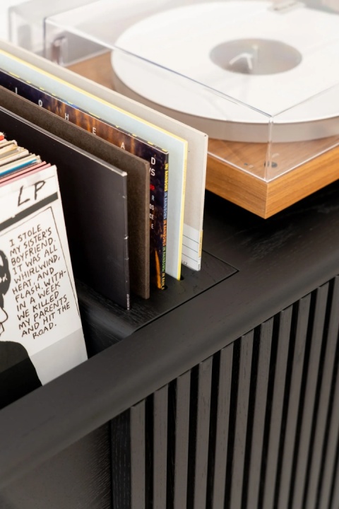 JAMM 111 Szafka pod Gramofon i Płyty Winylowe Czarne Drewno Dębowe