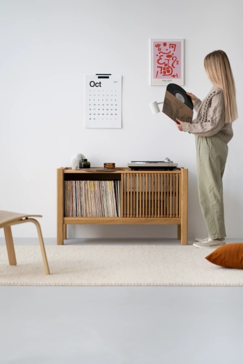 JAMM LOW 111 Szafka pod Gramofon i Płyty Winylowe Drewno Dębowe