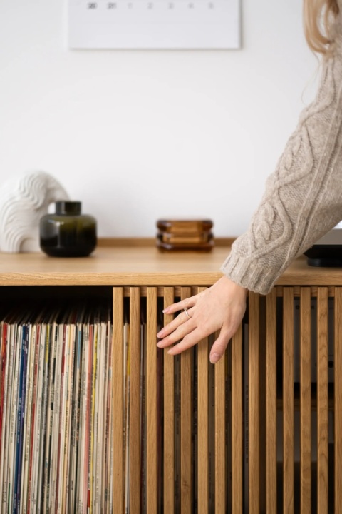 JAMM LOW 111 Szafka pod Gramofon i Płyty Winylowe Drewno Dębowe