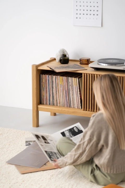 JAMM LOW 111 Szafka pod Gramofon i Płyty Winylowe Drewno Dębowe
