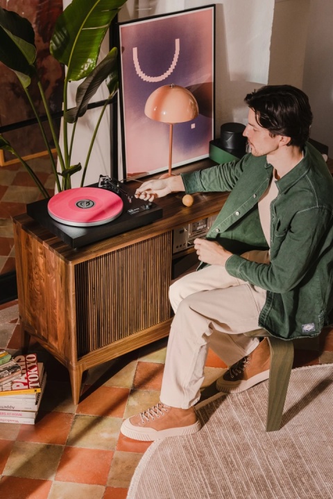 TONN 150 Szafka pod Gramofon i Płyty Winylowe Drewno Orzechowe