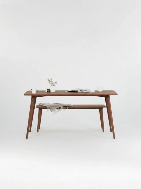 YRKE – Dining Table with Bench, Walnut Wood