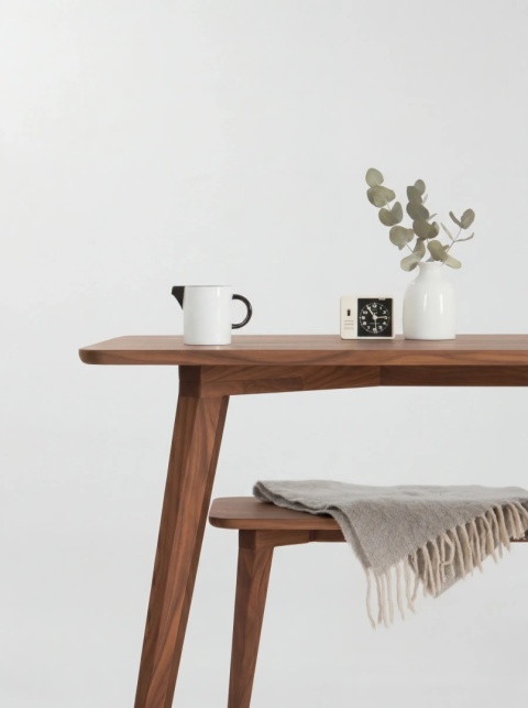 YRKE – Dining Table with Bench, Walnut Wood
