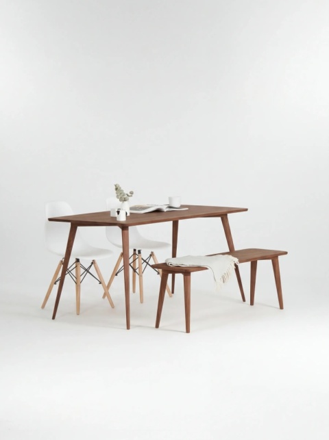 YRKE – Dining Table with Bench, Walnut Wood