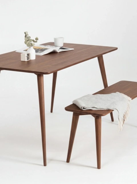 YRKE – Dining Table with Bench, Walnut Wood
