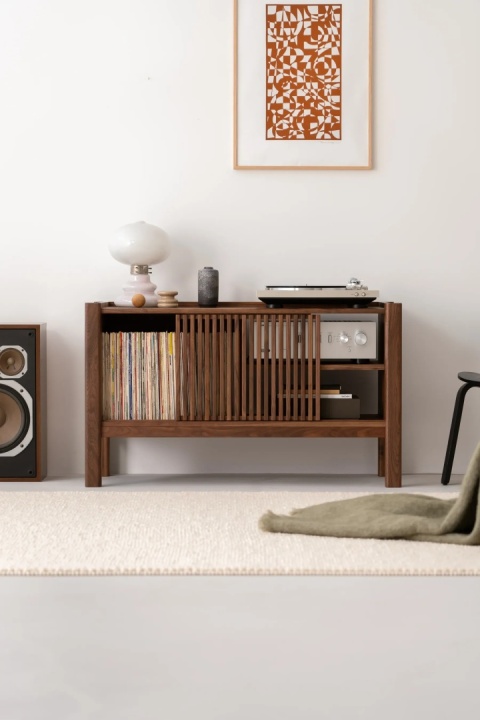 JAMM LOW 111 Szafka pod Gramofon i Płyty Winylowe Drewno Orzechowe
